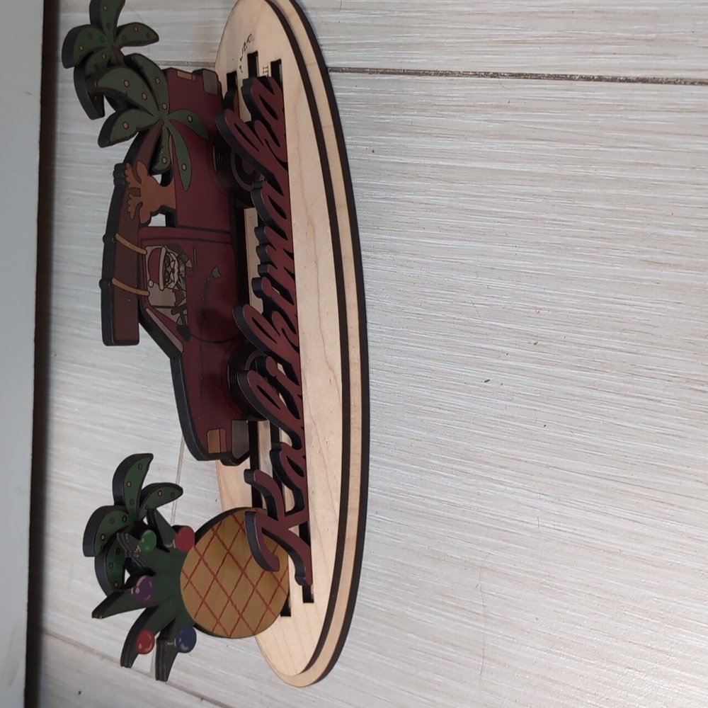 Kalikimaka Wooden Holiday Surf Truck Wall Decor - Red - Picture 2 of 2
